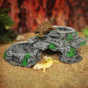KZNAQQ Resin Double Feeding Basin Delicate Multifunctional Turtle Terrace Tank Landscape Convenient Turtle Tank Landscape Indoor