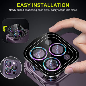 [Philippines Delivery] Fast Install Camera Lens Protector for iPhone 16 11 15 14 13 12 Pro Max 14 15 Plus 12 13 mini  Metal Ring Protective Glass
