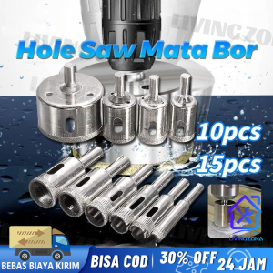 (Dikirim Dari Jakarta) 15 PCS/10PCS Mata Bor Set Kaca Granit Keramik Marmer Batu Diamond Coated 6mm-30mm/6mm-50mm Porselen Diamond Hss Holesaw Pelubang Keramik。Kualitas tinggi daya tahan