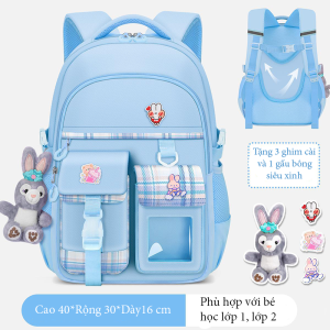 Balo Đi Học Dành Cho Nữ Sinh Cấp 1 Đến Cấp 3 Tặng Kèm Gấu Bống và Sticker vô cùng dễ thương