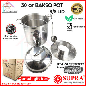 Supra Panci tong bakso pot 285lt + tutup stainless / stock pot stainless 30qt / wadah masak besar rebus