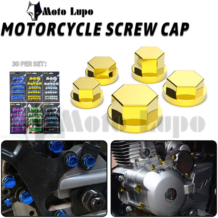 30-Pack Motorcycle Decorative Bolt Covers - Universal Fit For