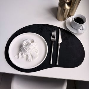 PAZNUL Cashew Shaped Leather Placemat Nordic Faux Velvet Decorative Table Mat Double-sided Dinner Table Place Mat