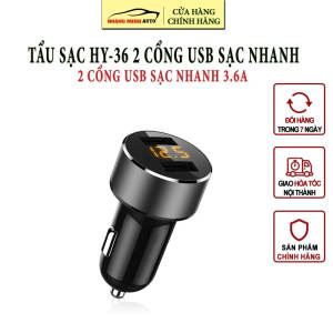 Tẩu Sạc ô tô xe hơi chính hãng HY-10C cổng PD sạc nhanh và USB sạc nhanh - Có Đèn Led Báo Điện Áp Ắc Quy