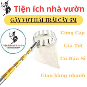 Sào Gậy 6m rút gọn còn 1m4 INOX siêu bền hái trái cây dễ dàng kèm đầu hái quét mạng nhện móc quần áo đa năng
