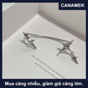【CANAMEK】 1 cặp thời trang bạc màu sao Clip Ear Cuff Earrings đối với phụ nữ Zircon không hợp thời trang ear Clip Gothic không thường xuyên EARCUFF Bông tai đồ trang sức