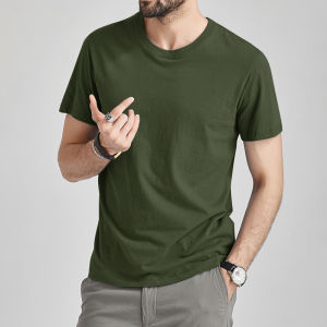 2026 Summer T-Shirts Male Men Tshirts Cotton Short Tee Shirt Women Plain Solid Tees Top Female Army Green Tee Men Round Neck 5XL