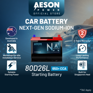 AESON POWER 80D26L Sodium Ion Car Battery 650+ CCA Starting Battery | Optional On-Site Installation