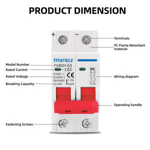 AC DC MCB 2P 400V 1000V Mini Circuit breaker Air Switch 6A 10A 16A 20A 32A 40A 50A 63A Over Load Short Circuit Protect