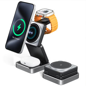 2025 New Wireless Charger 3-in-1 Fast Charging Station Stand Folding Holder fo iPhone 16 15 14 Pro Max Airpods Apple Watch