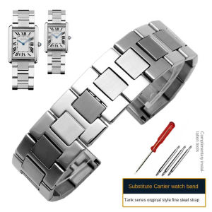 [Pixor] สายนาฬิกาสแตนเลสสำหรับ Cartier Tank SOLO London Caleb Fine Steel สายนาฬิกา16 18 20มม. 22มม. สร้อยข้อมือผู้ชายและผู้หญิง