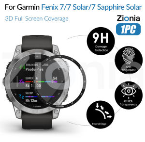 Zionia 1PC 20D HD Replacement Full Screen Curved Edge Full Coverage Protector Film for Garmin Fenix 7 7X Sapphire Solar Epix Gen 2 Fenix7 Fenix7X Smart Sport Watch HD 9H 3D Protective Glass Explosion-proof Anti Scratch Film Accessories