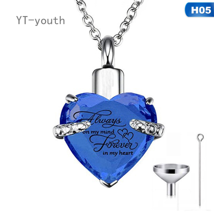 YT-Heart Cremation Urn Necklace For Ashes Urn Jewelry Memorial