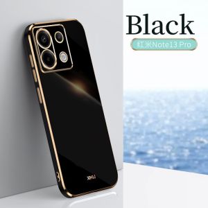 For Redmi Note 13 Pro Plus Note13Pro Square Plating Phone Case For Redmi Note13proplus Camera Lens Protection Soft Silicone Shockproof Back Cover