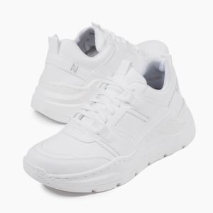 BAXTER FULL WHITE - Sepatu Sneakers Pria Putih Polos Casual Sneaker Cowok Naz x Sneakers Pedia