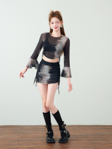 NEWWESTERN Swimsuit 4-piece tie-dyed bikini beachwear swimsuit conservative womens swimwear