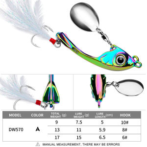 PROBEROS 1PCS Metal VIB Lure Spinner Fishing Bait Sinking 9g 13g 17g Long Casting Vibration Lures Fishing Accessories for Tuna DW570