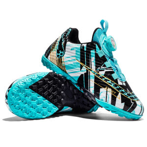 Rotating Automatic Buckle Elastic Soccer Shoes Kids Firm Ground Football Shoes Youth Football Cleats Comfort 28-39