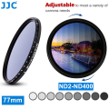 JJC 77mm ND Filter ND2-400 NDV Filter Variable Neutral Density Filter For Canon EF 24-70mm f4L/EF 16-35mm f4L/EF 24-105mm Lens,Nikon AF-S 24-70mm f2.8G/AF-S 16-35mm f4G Lens,Sigma 17-50mm f2.8 Lens,Tokina 11-16mm f2.8 Lens&More Lenes With 77mm Thread. 