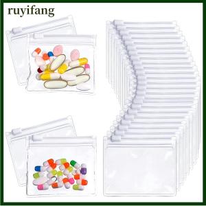 ruyifang ถุงใส่ยา5ชิ้นถุงซิปใช้ซ้ำได้ถุงยาใสปิดผนึกด้วยตนเองสำหรับจัดเก็บยาเวลาเดินทาง