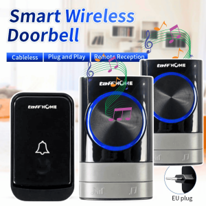 TaffHOME Bel Pintu Rumah Tanpa Kabel Jarak Jauh 2 Receiver 1 Transmitter Wireless 51 Nada - Q189-BB