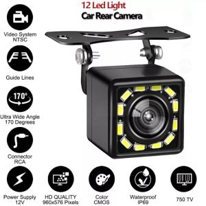Car Rear View Camera Universal 12 LED Night Vision Backup Parking Reverse Camera Waterproof 170 Wide Angle HD Color Image