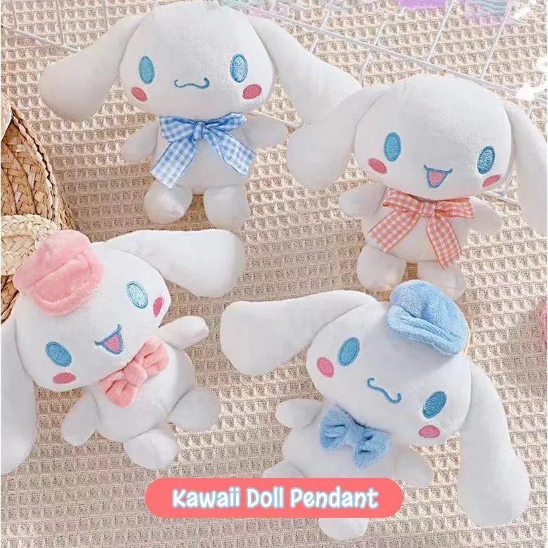 Kawaii Sanrio Keychains Plush Toys Cute Cinnamoroll Keyring Dolls