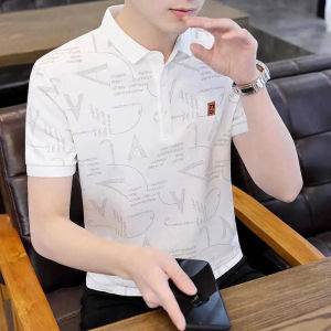 Kaos Polo Pria Mens High-Grade Printing Korean Style Short Sleeve Shirt baju kaos berkerah pria