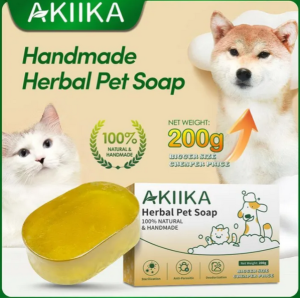 Akiikaa Herbal Pet Soap 100% Natural Handmade Sterilization Anti-Parasitic Deodorization Pet Care Herbal Pet Soap 200g For Dogs & Cats 100% Natural Handmade 200g