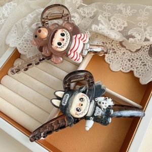 ZM10Q Cartoon Labubu Shark Clip Hairpin Vintage Bear Labubu Hair Claw Sweet Cute Panda Labubu Claw Clip Lady/Girls
