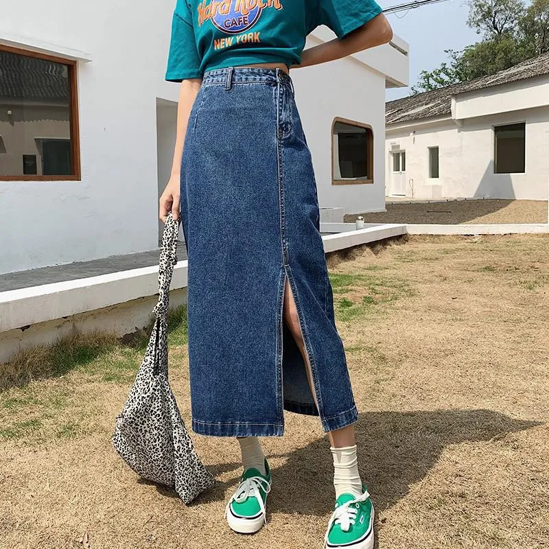 Long blue jean skirts 5xl hotsell