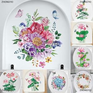 [COD] ZHONGYI0 WC Stickers Toilet Plant Floral Wall Sticker For Bathroom Toilet Lid Sticker Decal Self Adhesive Mural Home Decoration