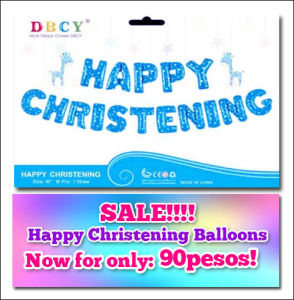 BLUE HAPPY BIRTHDAY HAPPY CHRISTENING BALLOONS SET party decoration banner backdrop