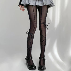 Quần tât vớ quần THÊU HỌA TIẾT GOTHIC BUỘC DÂY NƠ phong cách lolita Jk Nhật Bản cá tính quyến rũ chất liệu cao cấp