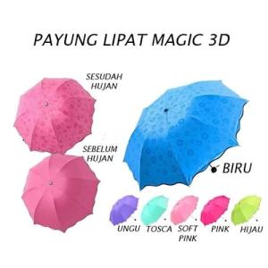 Payung Lipat Anti UV Magic 3D/payung hujan dengan motif yang muncul ketika basah