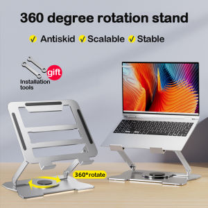 Laptop Stand Aluminum Computer Lifter Portable Folding Stand adjustable Height metal Ergonomic Desktop laptop accessories Heat Dissipation Non-slip holder For 10-17 Inch Laptop Tablet For iPad