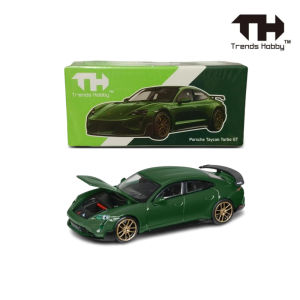 Mô Hình Xe Trends Hobby 1/64 Porsche Taycan Turbo GT Dark Green Mở Capo Chính Hãng