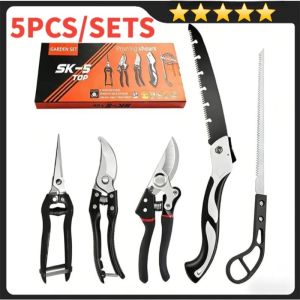 5PCS/SETS Heavy Duty Garden Pruning Shears Saw Scissors for Cutting Flowers Trimming Plants