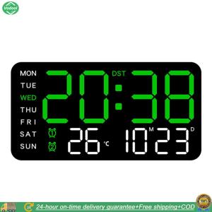[New] Digital Alarm Clock Electronic Wall Clock Multifunctional Boarderless Wall-mounted Clock Desk Alarm Clock for Bedroom