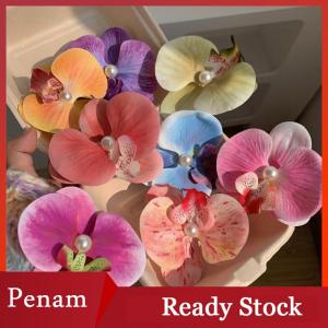 [PAM] Korean Sweet Orchid Hair Clip For Woman Artificial Flower Hairpins Hair Barrettes Clip Wedding Party Headwear Accessories Gifts