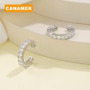 【CANAMEK】 2Pcs Full Rhinestone Zircon Ear Cuff Ear Clip For Women No Pierced C Shape Earcuff Ear Wrap Earcuff Clips Jewelry Gifts