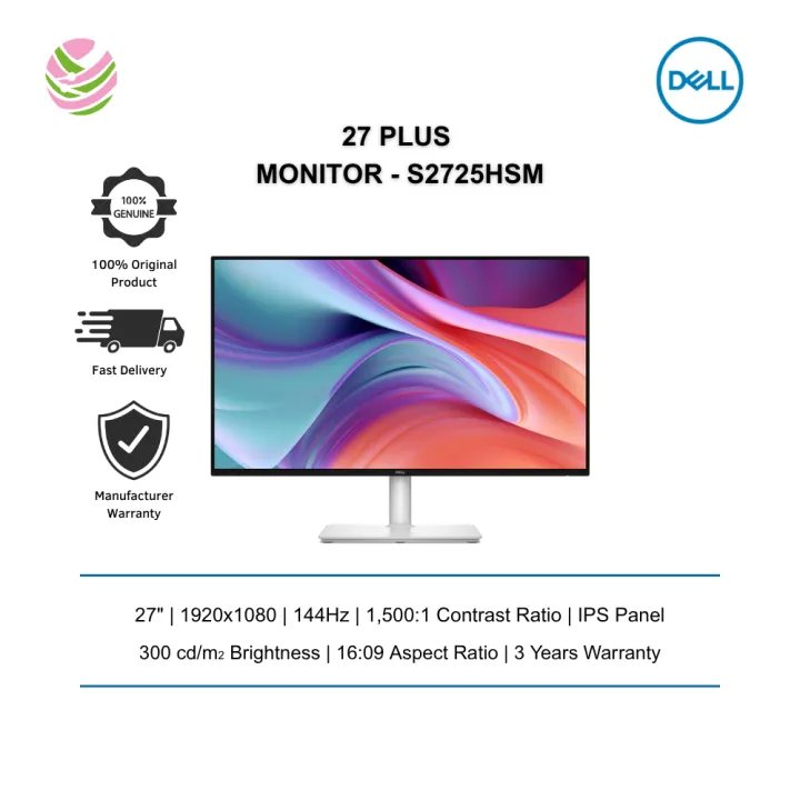 Dell 27 Plus Monitor - S2725HSM (1920x1080/ 144Hz/ IPS/ 2xHDMI/ VESA/ 3yrs) DL-210-BSRW