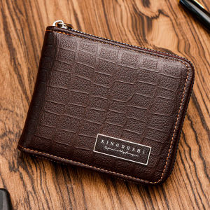 Kingduhsi D5535 Dompet Lipat Zipper Tebal Keren Pria Wanita Bahan PU Kilat Muat Banyak Cash