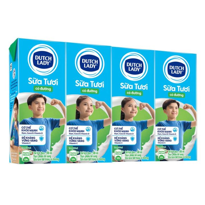 Thùng 48 hộp Sữa tươi tiệt trùng Cô Gai Hà Lan có đường 180ml