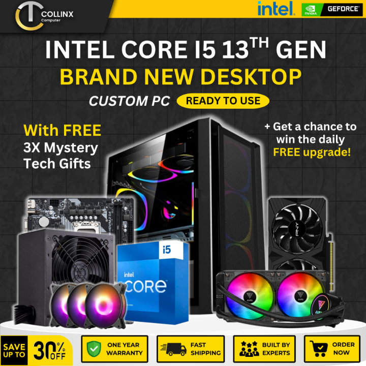 INTEL I5 13TH GEN PC BUILD RAPTOR Intel Core i5 13400F RGB Gaming  Custom Desktop With Freebies RTX Graphics Card RX Intel Arc Videocard 