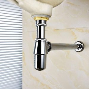 OOC Adjustable Height Bottle Trap Deodorant Type Without Overflow Zinc Alloy Siphon Drainer Plumbing Tube Durable Easy To Install Sink Waste Trap Drain Kit Bathroom