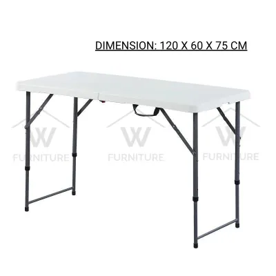 Wfurniture Round Foldable Table Multipurpose Portable Table Catering Buffet Outdoor Meja Lipat Bulat