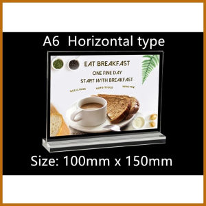 Acrylic Menu Display Stand Transparent Double Side Desk Display T-type Menu Holder Ad Frame A4/A5/A6