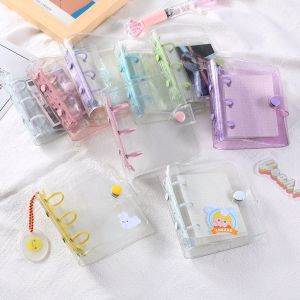 TSEVD เครื่องเขียนโรงเรียน แบบพกพา โปร่งใส หน้าโน๊ตบุ๊ค ใบหลวม กลิตเตอร์ การ์ดออแกไนเซอร์ คลิปหนีบกระดาษ 3 รู อัลบั้มรูป สมุดโน้ตปก