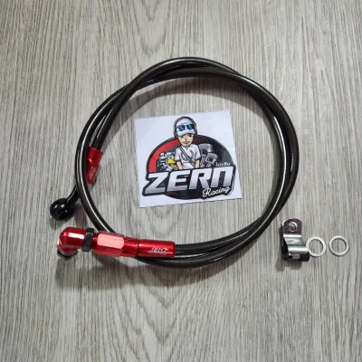 สายเบรค ZERN8.1 สีแดงตัดดำ หัวฟันเฟือง หัว90 ยาว36นิ้ว ใส่ WAVE / DASH / LS / R15 / MSLAZ / JR / TENA / KR + สติ๊กเกอร์ แท้100%
